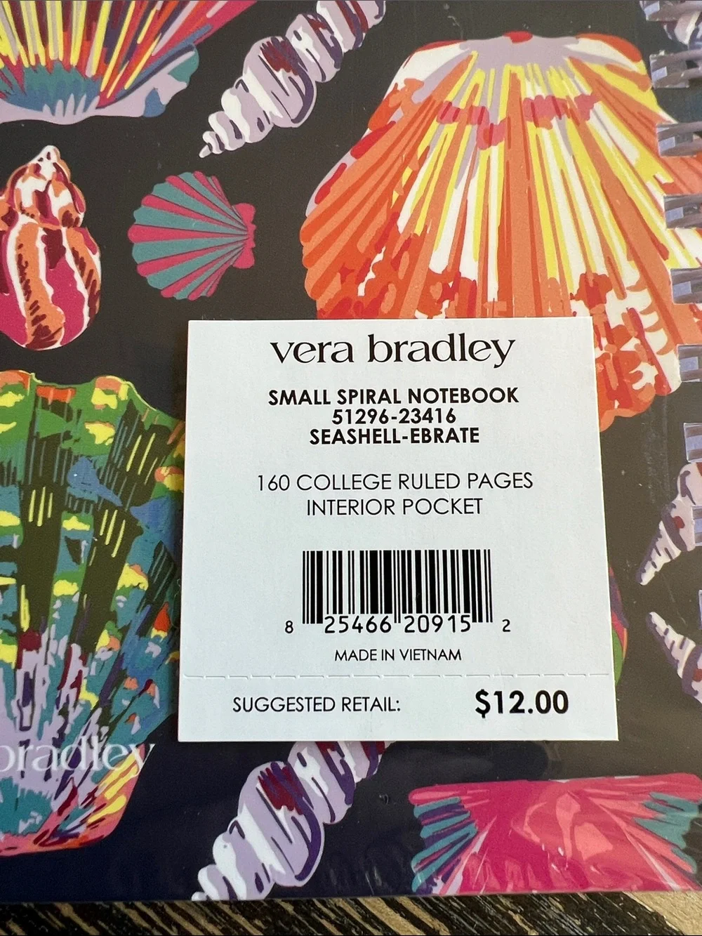 Vera Bradley SeaShell-Ebrate Spiral Notebook and Ballpoint Pen